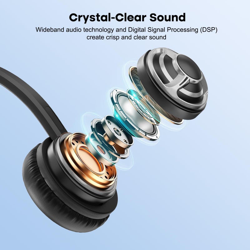 MKJ USB Headset with Microphone for PC, Computer Headset with Noise Cancelling Mic for Call Center and Office, Wired Headphones for Laptop UC Platforms Business Ms Teams Zoom Webex Facetime - Image 2